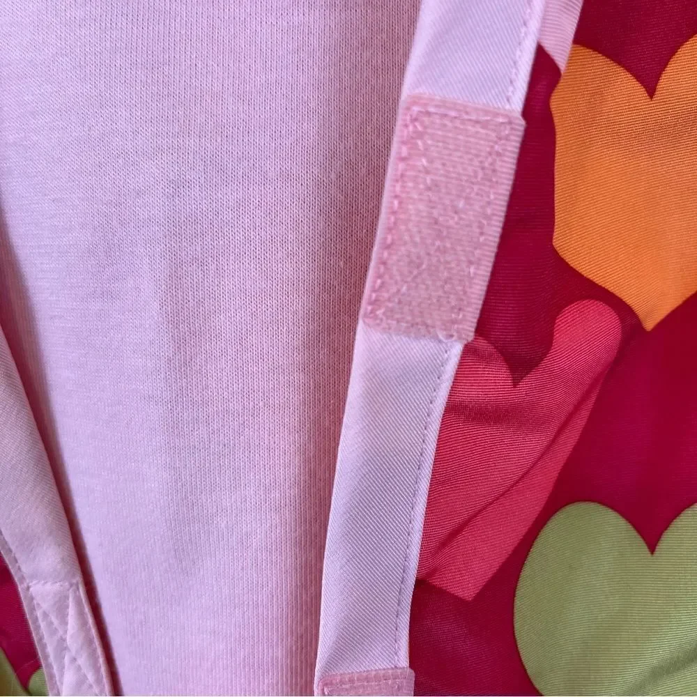 Girls Gymboree Lined Raincoat/Rain Jacket Hearts Velcro Raspberry  Pink 5-6